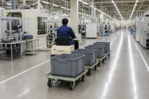 エレカでの電子部品の運搬作業の作業風景（安城市）