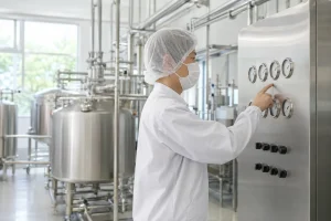 乳製品の製造、機械オペレーターの作業風景（神戸市西区）
