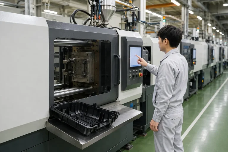 プラスチック部品の射出成型機オペレーターの作業風景（豊田市）