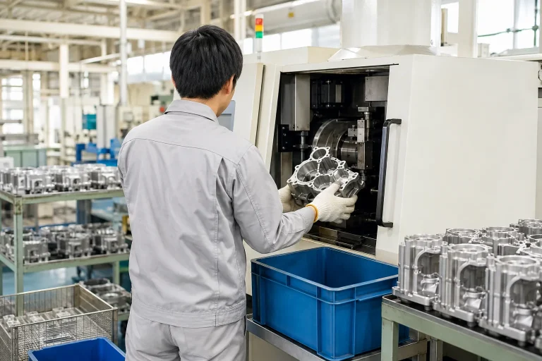 工場内での自動車部品製造