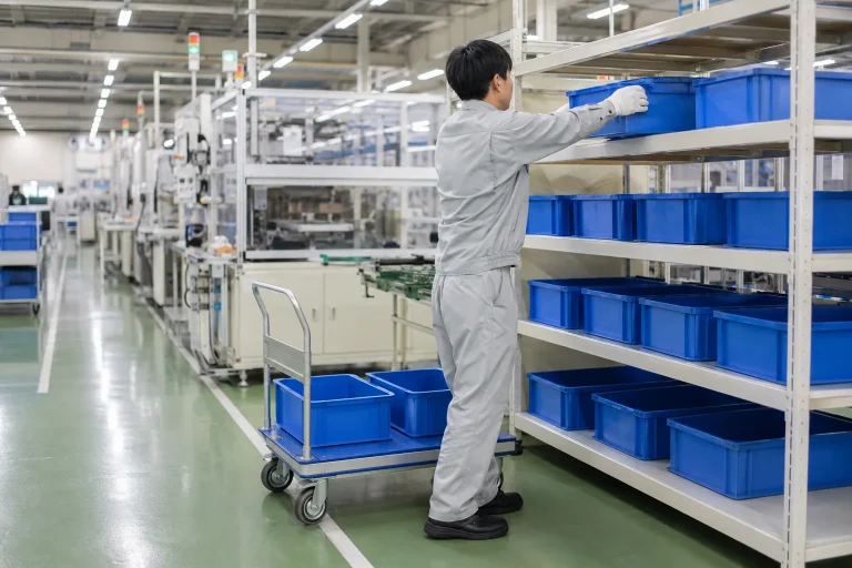 工場内での自動車部品供給