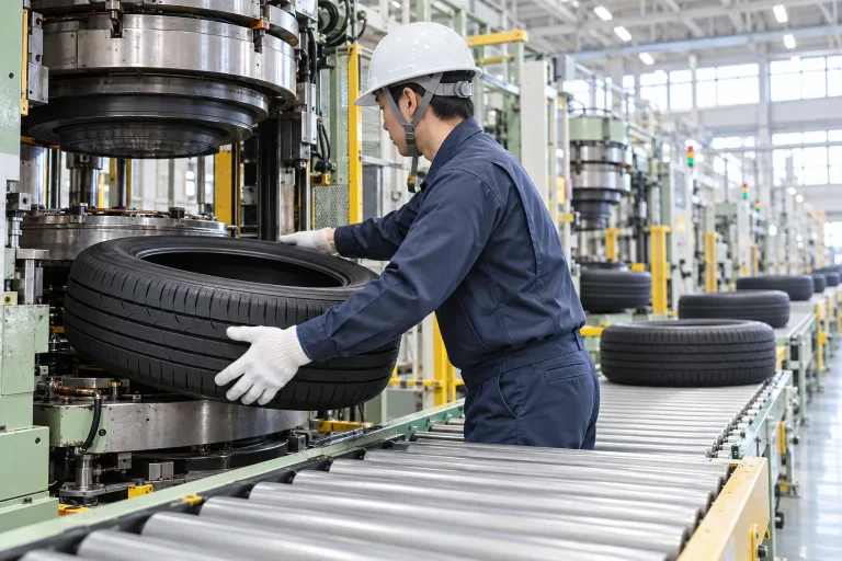 工場内でのタイヤ製造(小牧市)